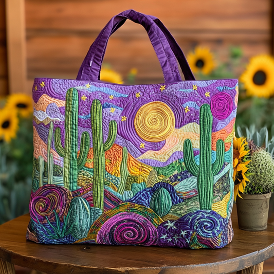 Sunset Cactus Quilted Tote Bag NCU0VL2796