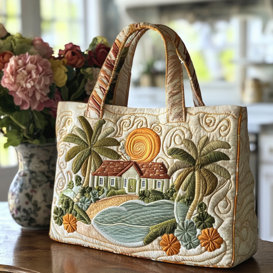 Sunset Cottage Quilted Tote Bag NCU0VL2671