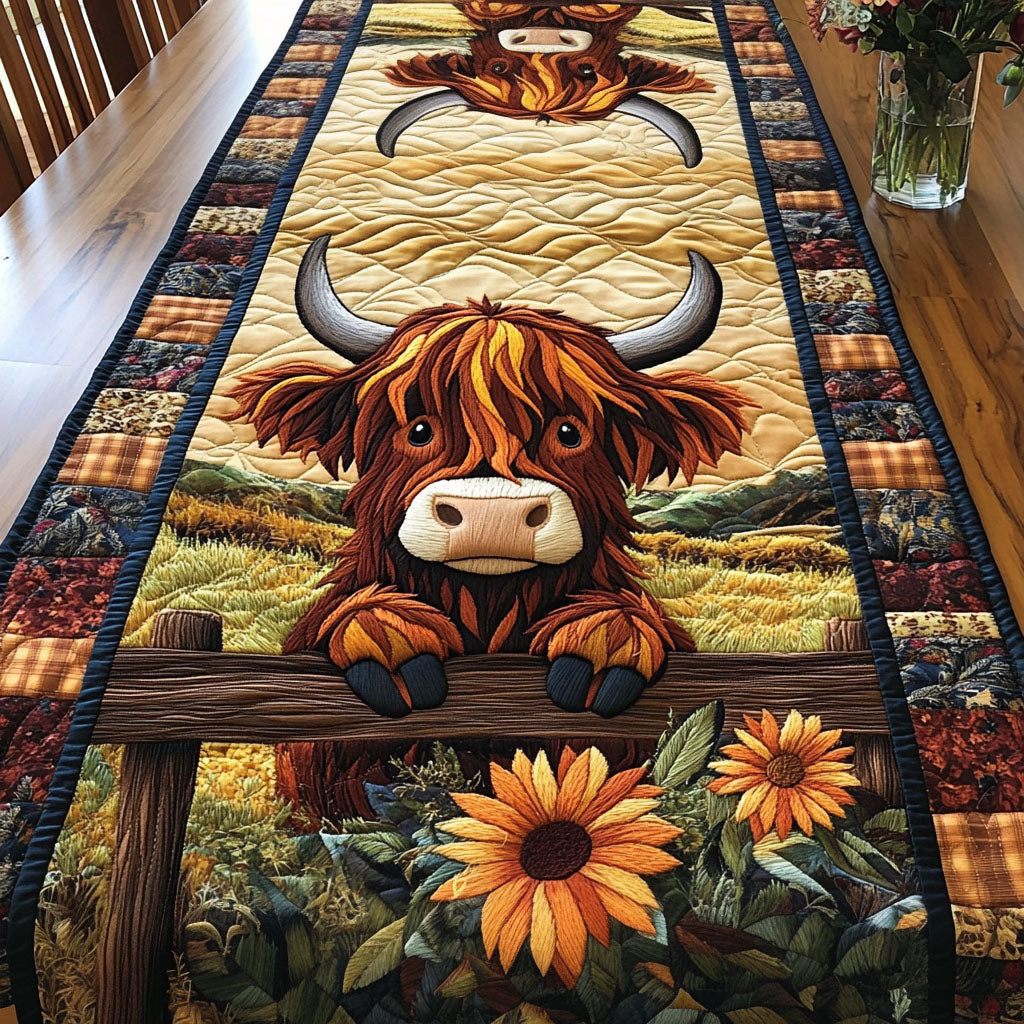Sunset Cows Quilted Table Runner NCU0NT3992