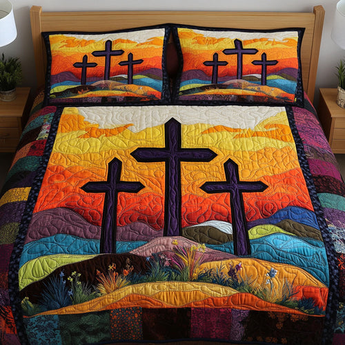 Sunset Crosses 3-Piece Quilted Bedding Set NCU0NT3507