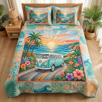 Sunset Cruiser 3-Piece Quilted Bedding Set NCU0TV1926