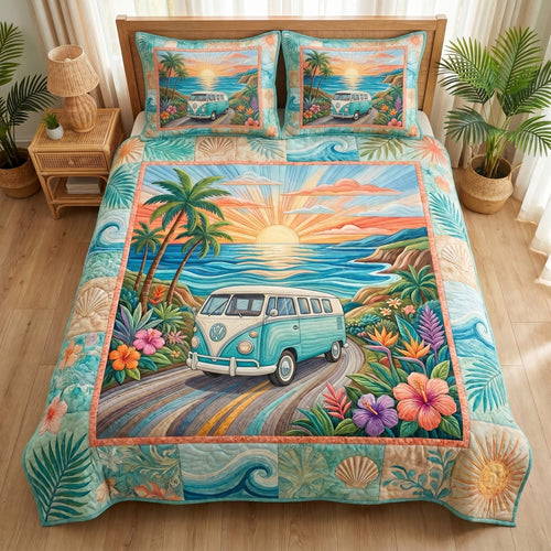 Sunset Cruiser 3-Piece Quilted Bedding Set NCU0TV1926
