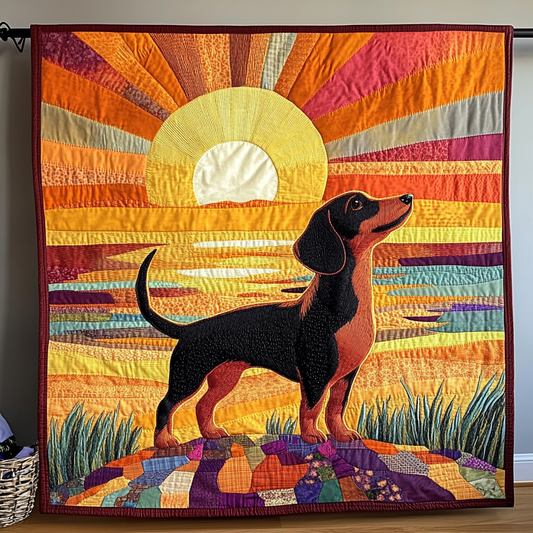 Sunset Dachshund Quilted Blanket NCU0DK9271