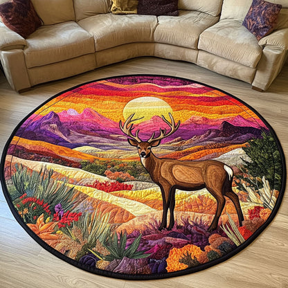 Sunset Deer Quilted Round Mat NCU0PT5511