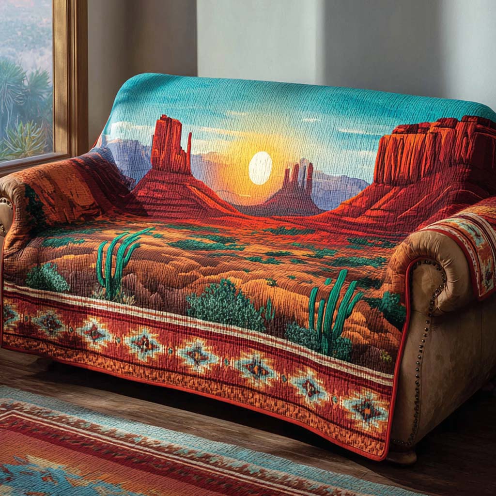 Sunset Desert Vista Quilted Sofa Cover NCU0XD1839