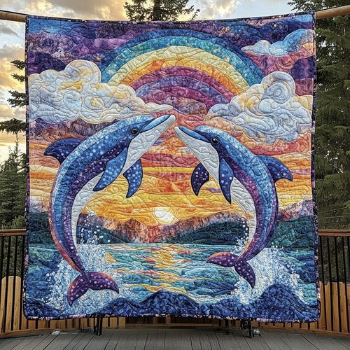 Sunset Dolphins Quilted Blanket NCU0DK711