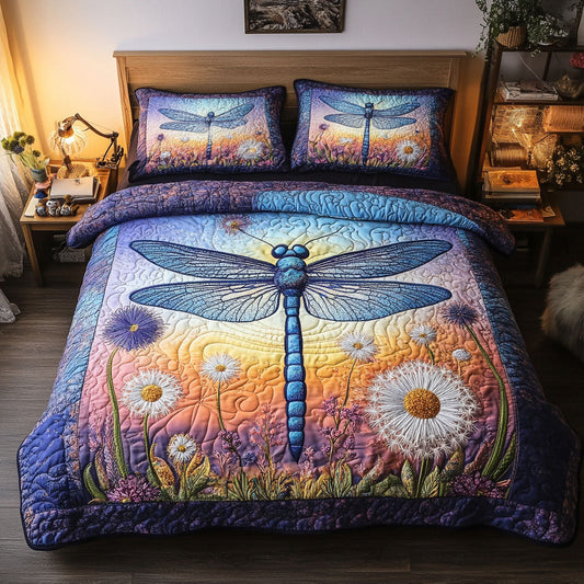 Sunset Dragonfly 3-Piece Quilted Bedding Set NCU0NT5405