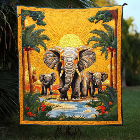 Sunset Elephants Quilted Blanket NCU0NT3598