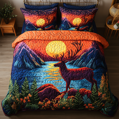 Sunset Elk 3-Piece Quilted Bedding Set NCU0VH2877