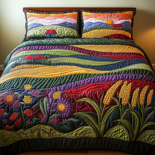 Sunset Fields 3-Piece Quilted Bedding Set NCU0DK6294