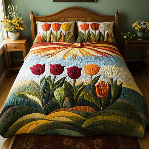 Sunset Garden 3-Piece Quilted Bedding Set NCU0PT5765
