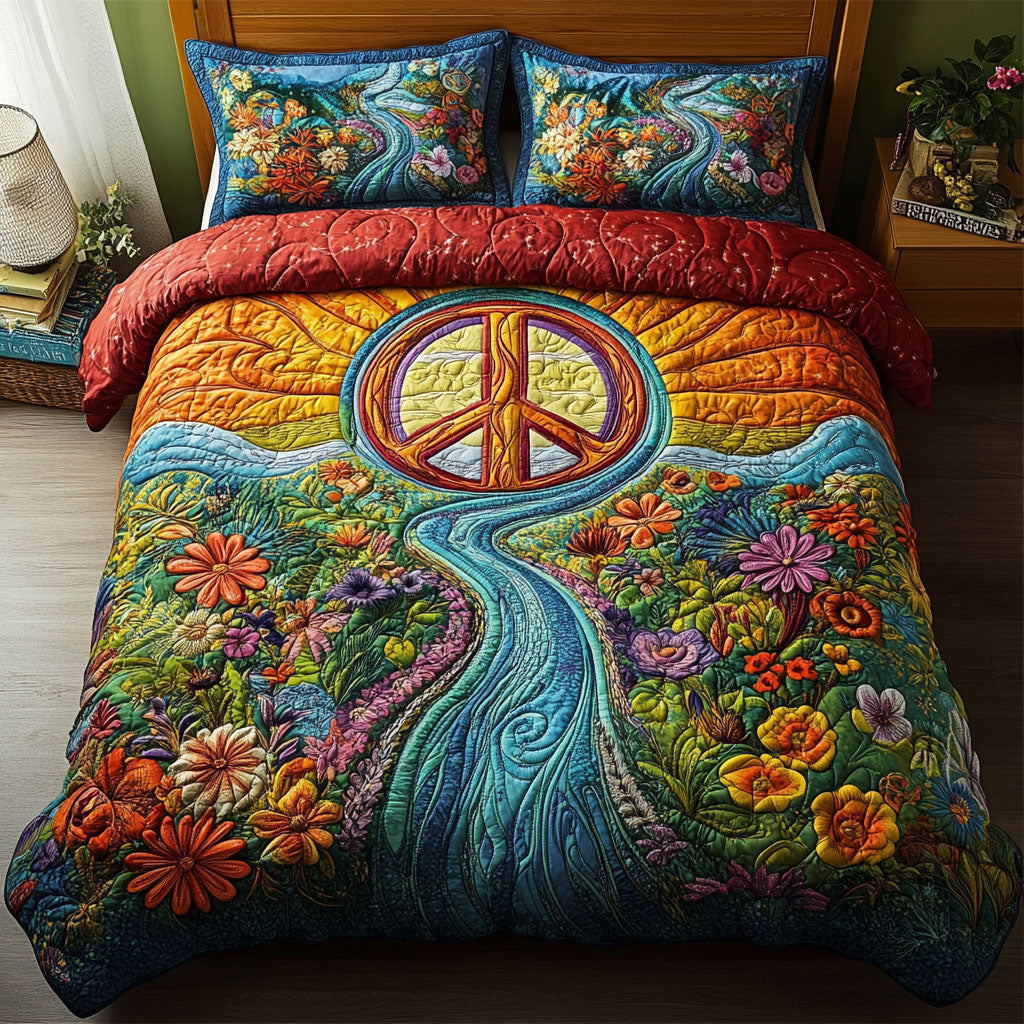 Sunset Harmony 3-Piece Quilted Bedding Set NCU0PT4064