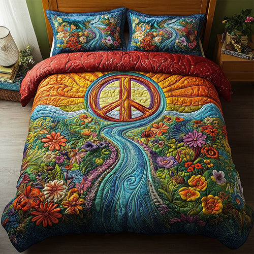 Sunset Harmony 3-Piece Quilted Bedding Set NCU0PT4064