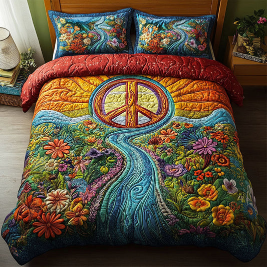 Sunset Harmony 3-Piece Quilted Bedding Set NCU0PT4064