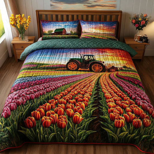 Sunset Harvest Rows 3-Piece Quilted Bedding Set NCU0NT6758