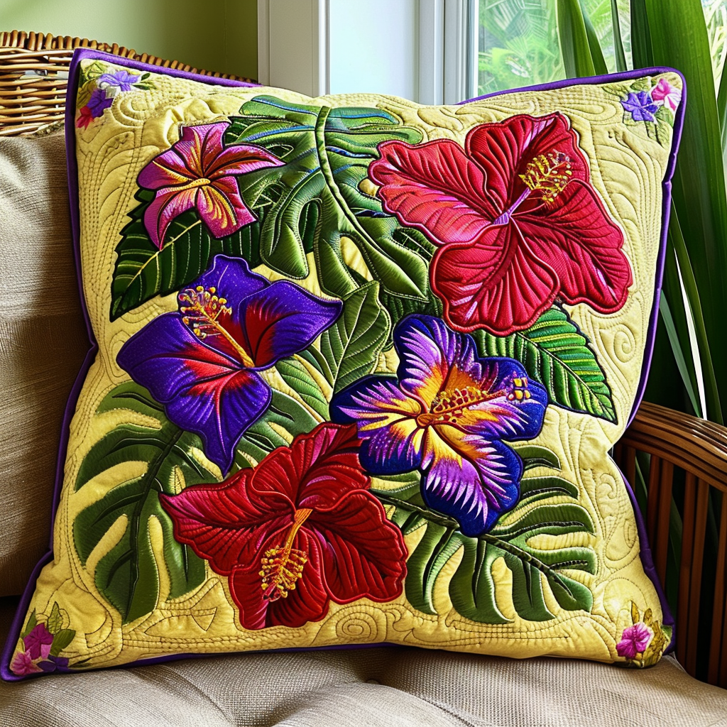 Sunset Hibiscus Serenity Quilted Pillow Case NCU0DV4811
