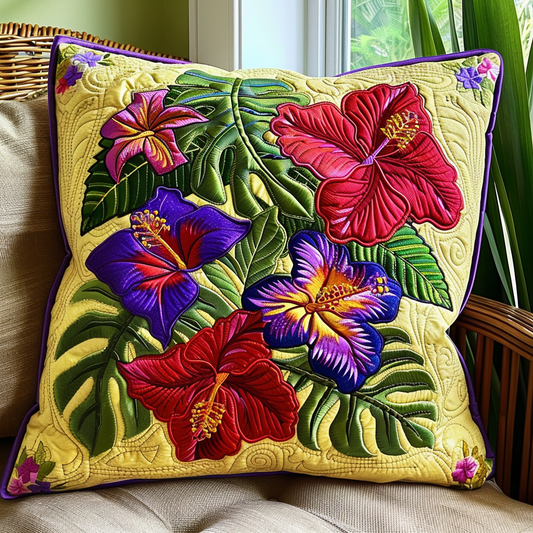 Sunset Hibiscus Serenity Quilted Pillow Case NCU0DV4811