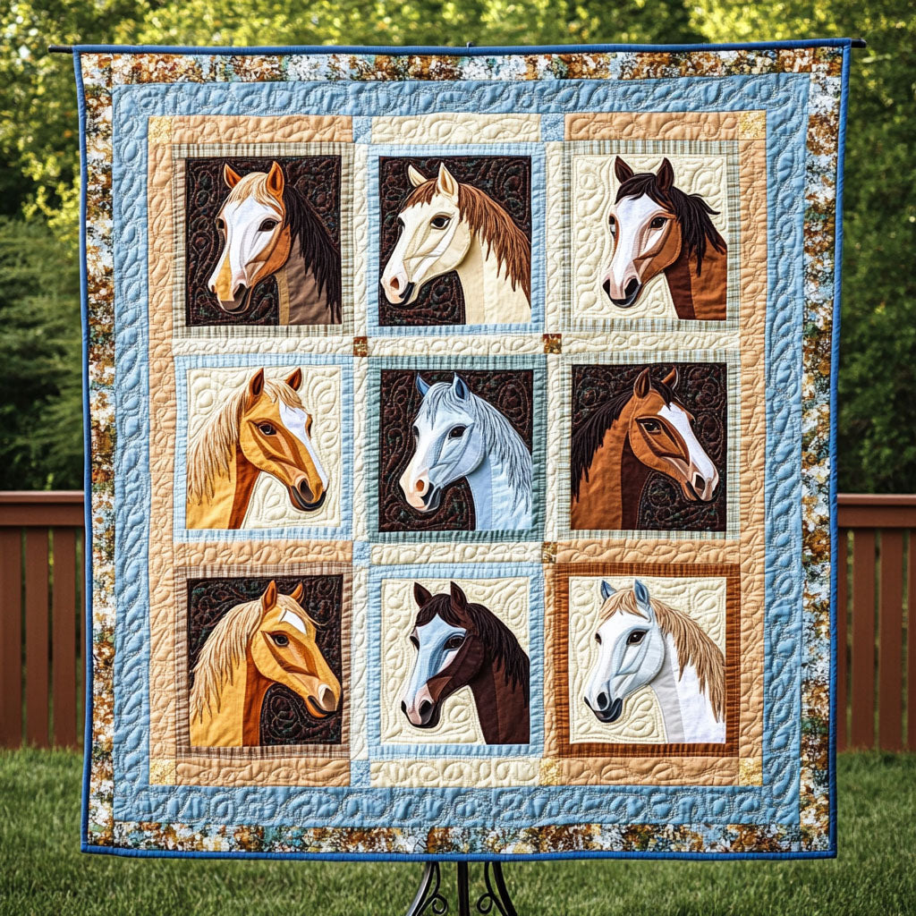 Sunset Horses Quilted Blanket NCU0NT3475