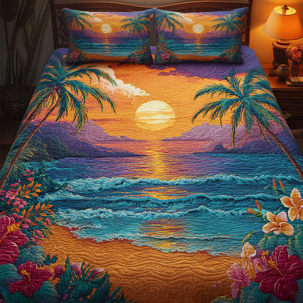 Sunset Island 3-Piece Quilted Bedding Set NCU0NT12634