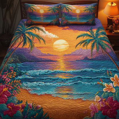 Sunset Island 3-Piece Quilted Bedding Set NCU0NT12634
