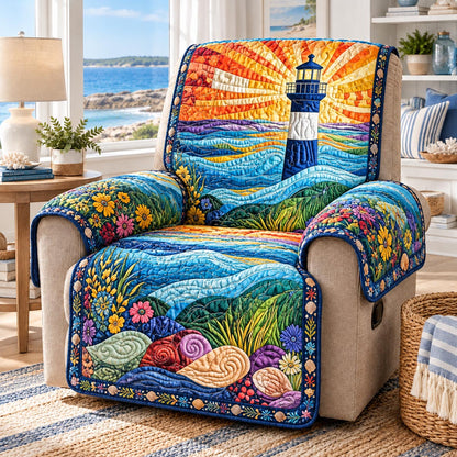 Sunset Lighthouse Garden Quilted Sofa Cover NCU0DV10323