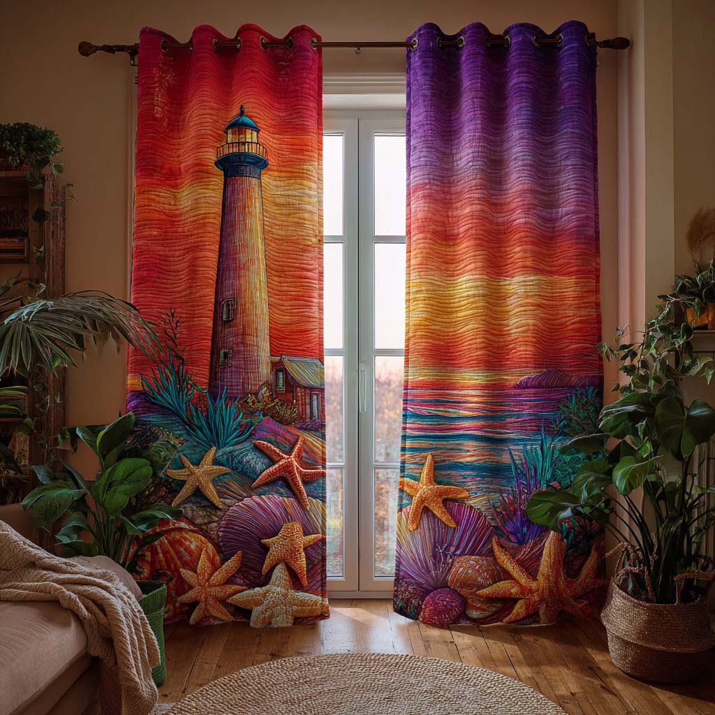 Sunset Lighthouse Quilted Curtains NCU0HH1776