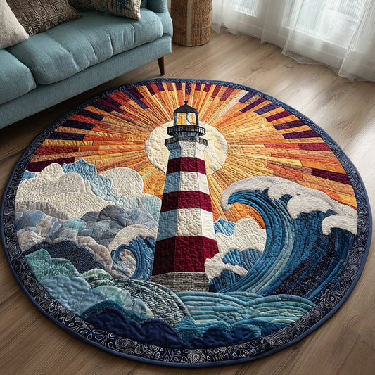Sunset Lighthouse Quilted Round Mat NCU0HH572