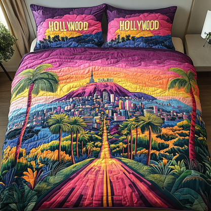 Sunset Los Angeles 3-Piece Quilted Bedding Set NCU0DV5120