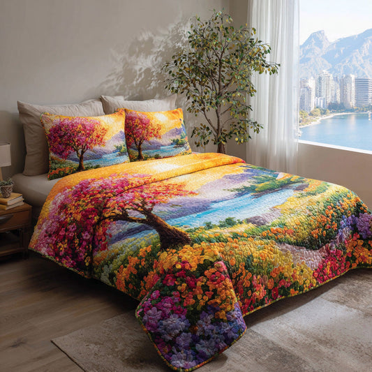 Sunset Meadow 3-Piece Quilted Bedding Set NCU0VL3144