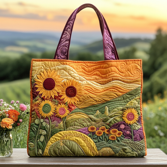 Sunset Meadow Bloom Quilted Tote Bag NCU0VL2738