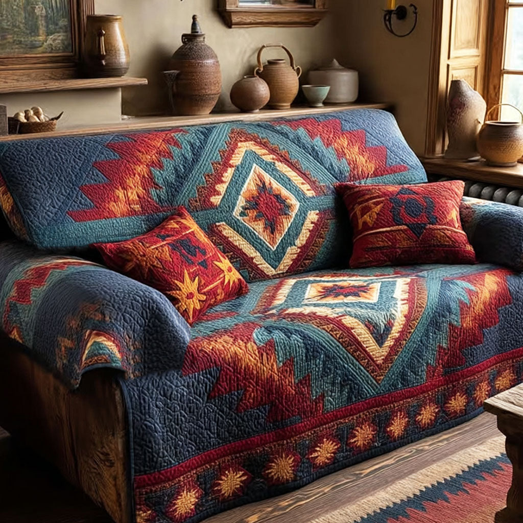 Sunset Mesa Quilted Sofa Cover NCU0TV864
