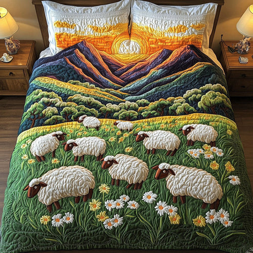Sunset Mountain Sheep 3-Piece Quilted Bedding Set NCU0NT4332