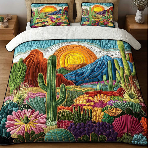 Sunset Oasis 3-Piece Quilted Bedding Set NCU0NT4533