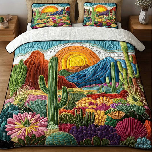 Sunset Oasis 3-Piece Quilted Bedding Set NCU0NT4533