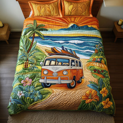 Sunset Palm Vibes 3-Piece Quilted Bedding Set NCU0PT6014