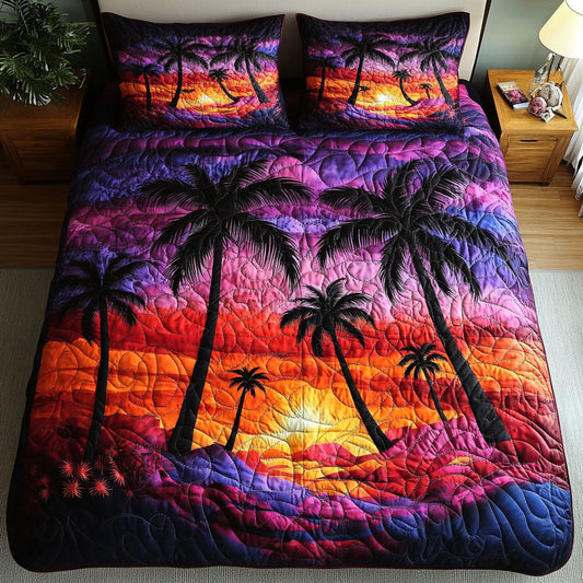 Sunset Palms 3-Piece Quilted Bedding Set NCU0NT6900
