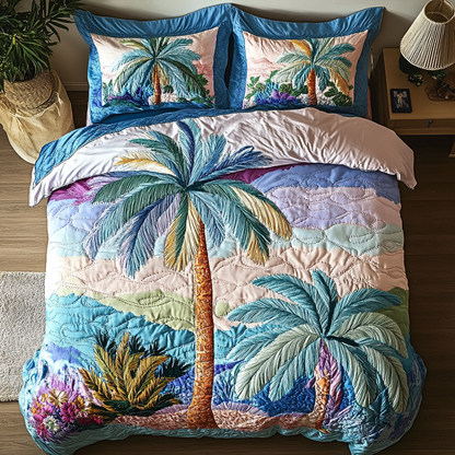 Sunset Palms 3-Piece Quilted Bedding Set NCU0VH3927