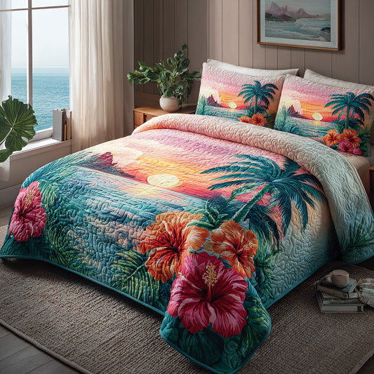 Sunset Palms 3-Piece Quilted Bedding Set NCU0VL3555