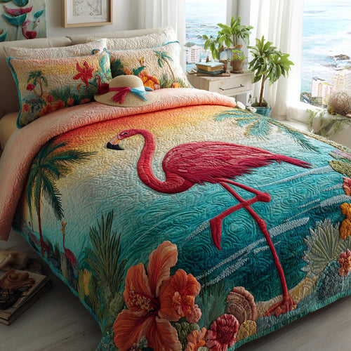 Sunset Paradise 3-Piece Quilted Bedding Set NCU0VL3533