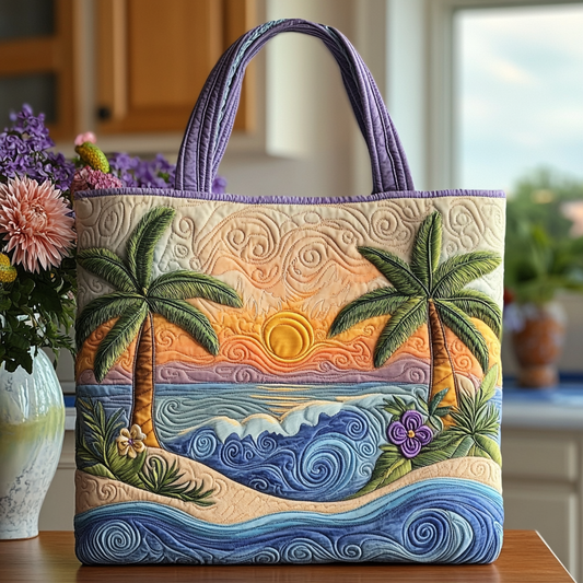 Sunset Paradise Quilted Tote Bag NCU0VL2666