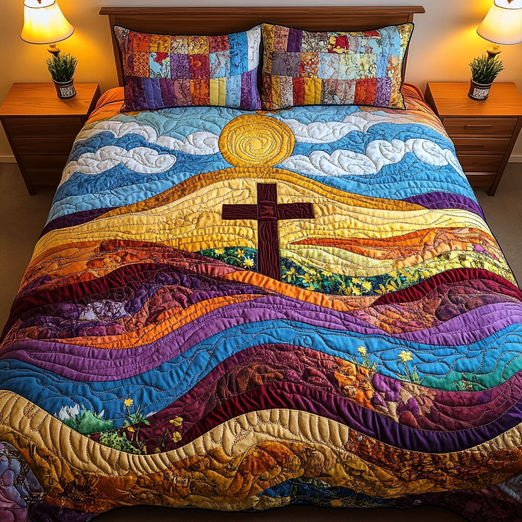 Sunset Path 3-Piece Quilted Bedding Set NCU0NT3520