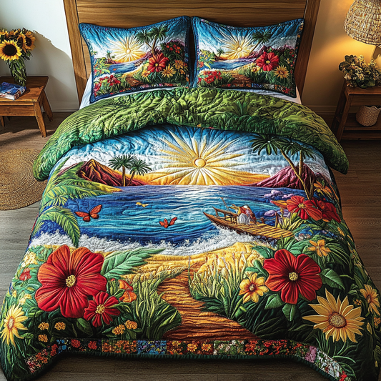 Sunset Pathway 3-Piece Quilted Bedding Set NCU0VL1832