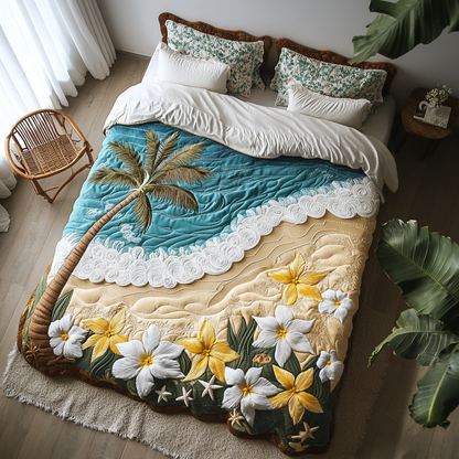 Sunset Petals 3-Piece Quilted Bedding Set NCU0DK5965