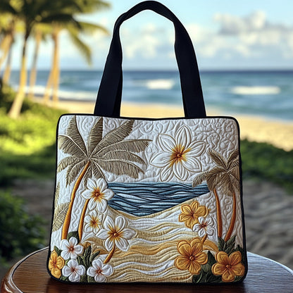 Sunset Plumeria Quilted Tote Bag NCU0DV6915