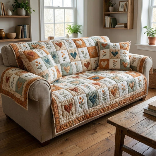 Sunset Poppies Quilted Sofa Cover NCU0VL3351