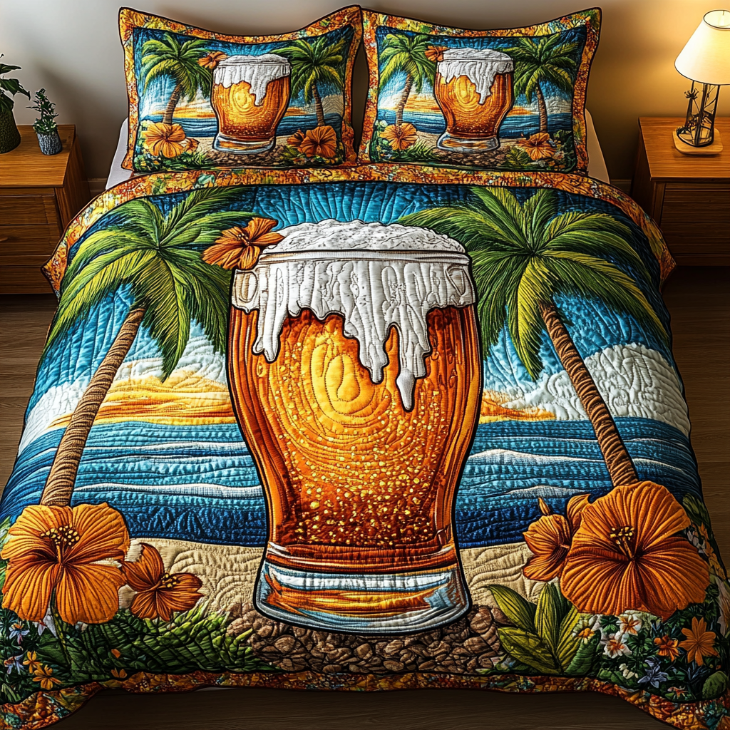 Sunset Pour 3-Piece Quilted Bedding Set NCU0VL1975