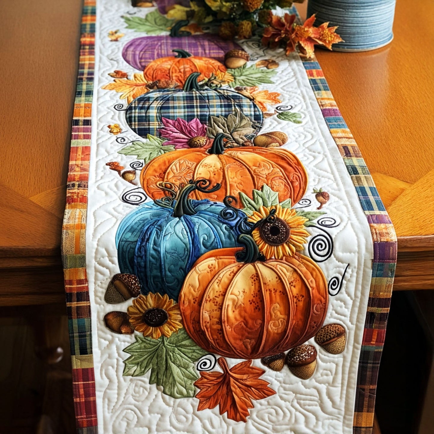 Sunset Pumpkin Rows Quilted Table Runner NCU0PT8285