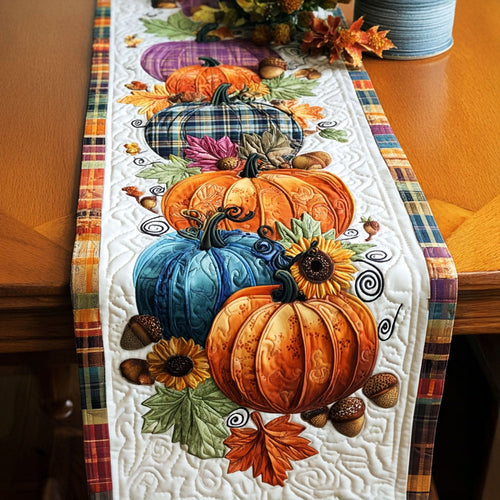 Sunset Pumpkin Rows Quilted Table Runner NCU0PT8285
