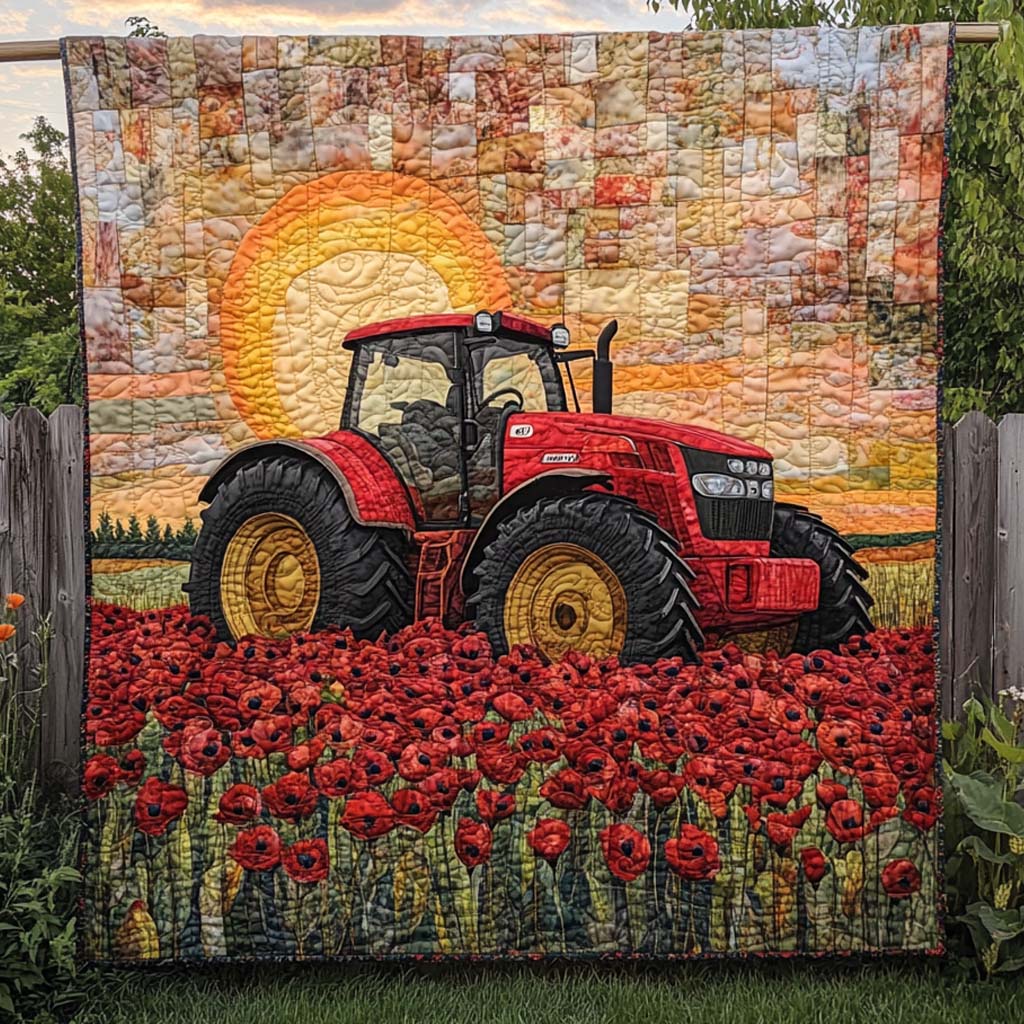 Sunset Red Tractor Quilted Blanket NCU0XD360