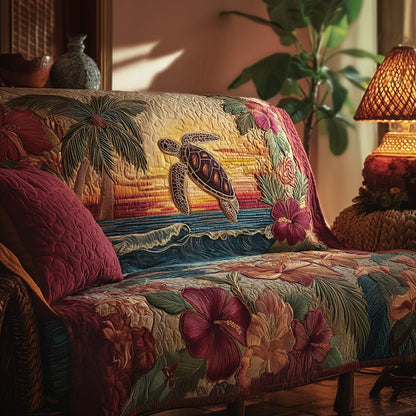 Sunset Reef Turtle Quilted Sofa Cover NCU0VL3012